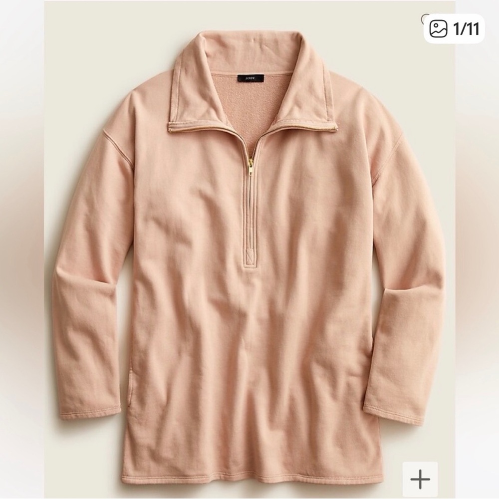 JCrew University Terry Half-Zip Pullover Tunic